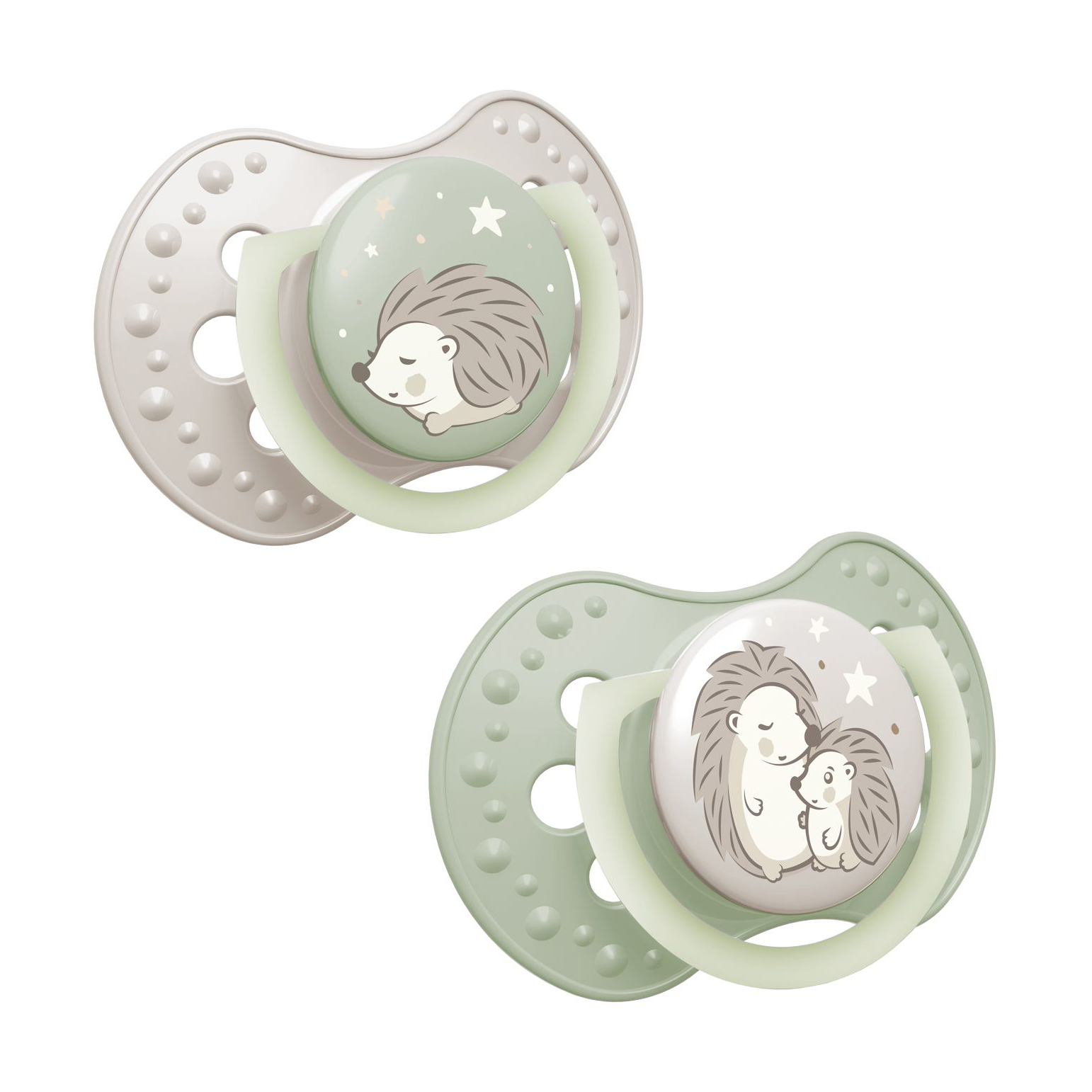 Пустушка LOVI Night &amp; Day Hedgehog силіконова, динамічна, від 6 місяців до 1.5 року, 2 шт (22/930)